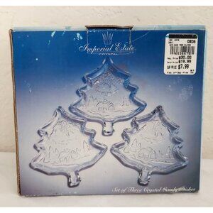 Vintage Imperial Estate Christmas Tree Candy Dishes Set of 3 7.25"L x 6.50"W